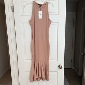7 For All Mankind Sleeveless High Low Dress in Tan
